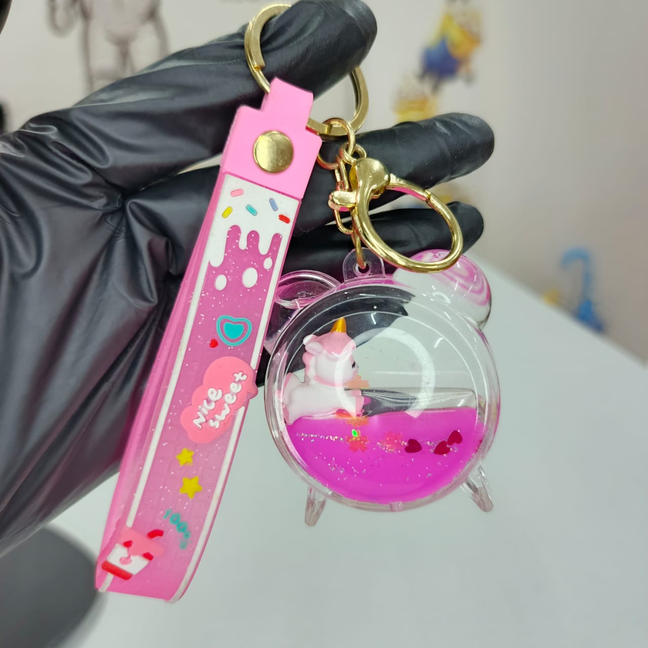 Alarm Clock Shape Liquid Keychain
