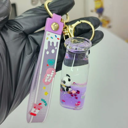 panda Glitter Bottle Keychain