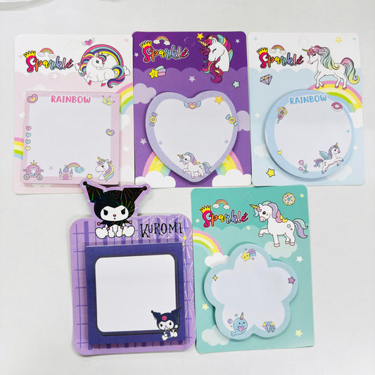 Cute Unicorn and Kuromi Sticky Notes