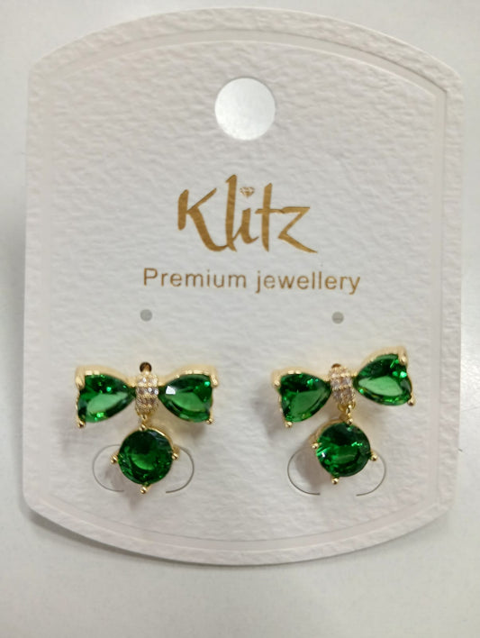 Green Crystal Charm Earrings