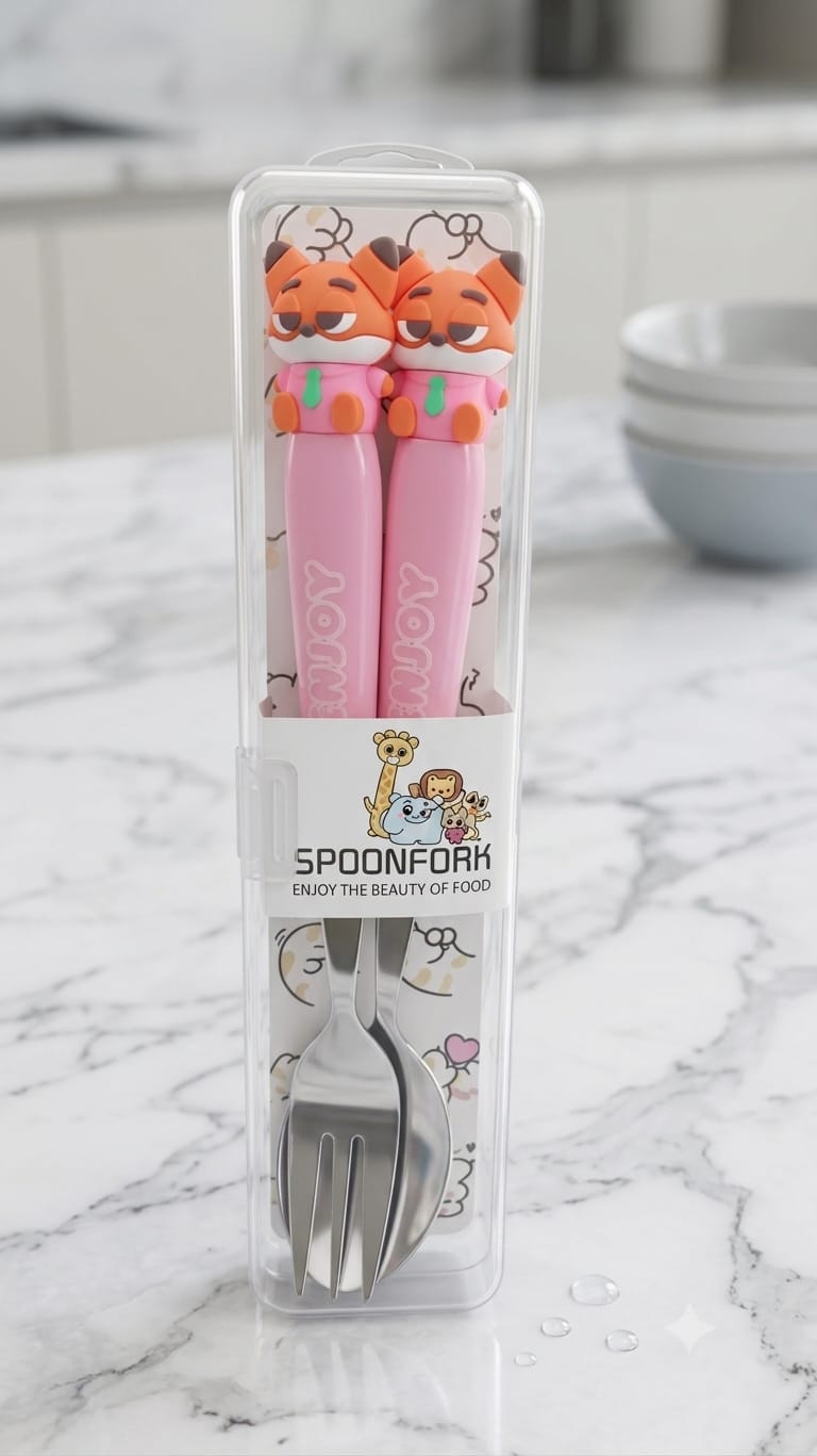 Foxy Character Spoon & Fork Set