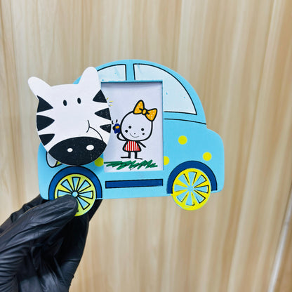 Car Shaped Wooden Pen Stand Holder with Photo Frame