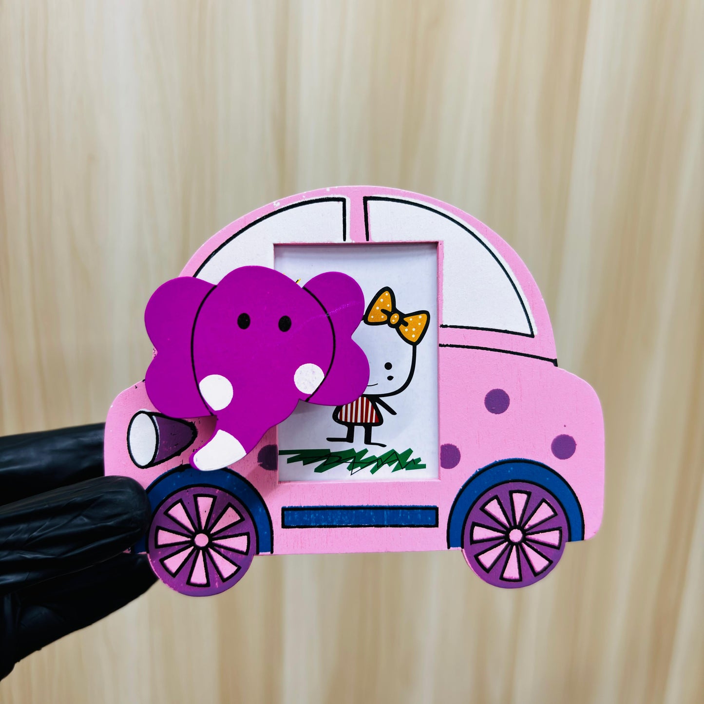 Car Shaped Wooden Pen Stand Holder with Photo Frame