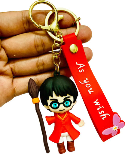 New Harry Potter Broom/Blk Coat Rubber Keychain