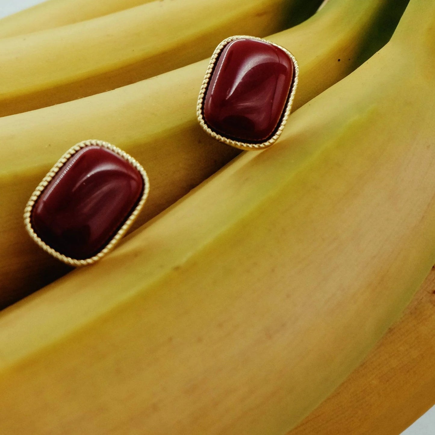 Wine Red Stud Earrings