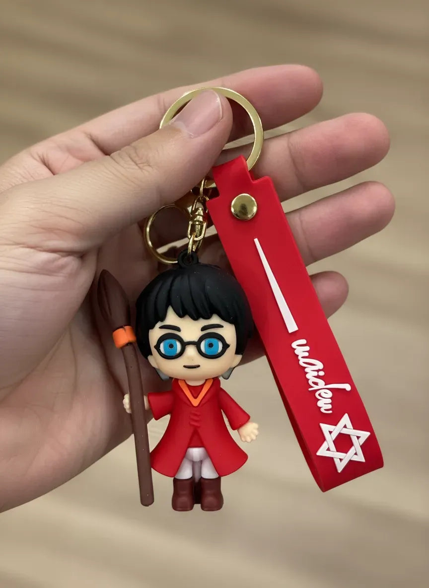 New Harry Potter Broom/Blk Coat Rubber Keychain