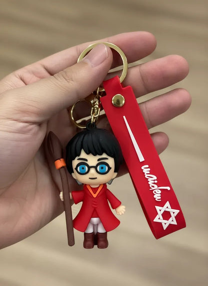New Harry Potter Broom/Blk Coat Rubber Keychain
