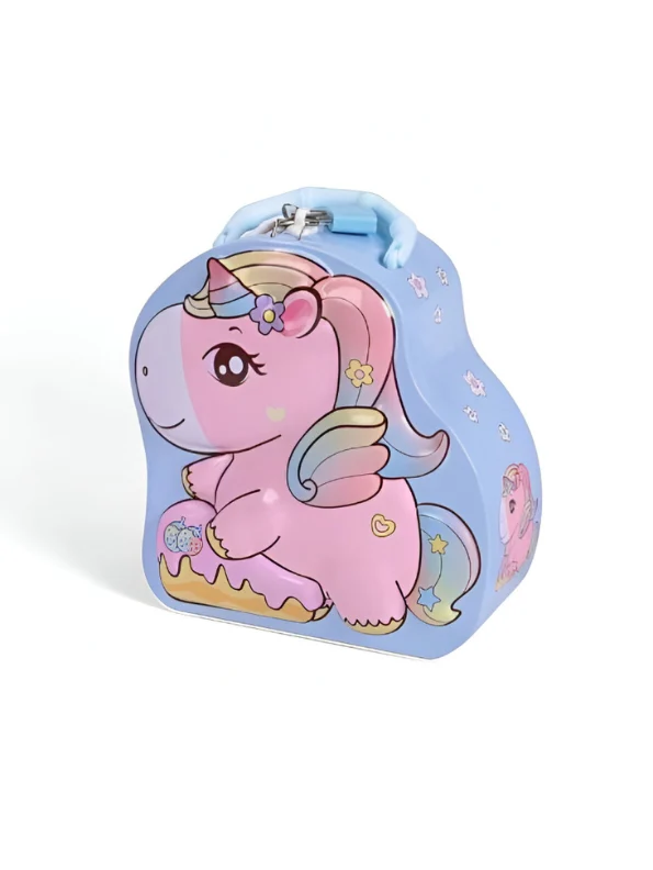 Cute Unicorn Lockable Tin Money Bank 🦄💰