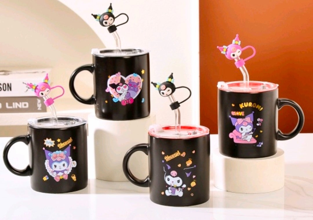 Kuromi Ceramic Mug with Lid & Spoon