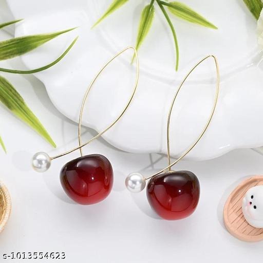 Ruby Cherry Charm Earrings
