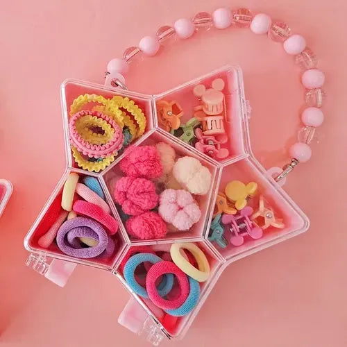 Kids Star Handbag Hair Ties & Clips Kit