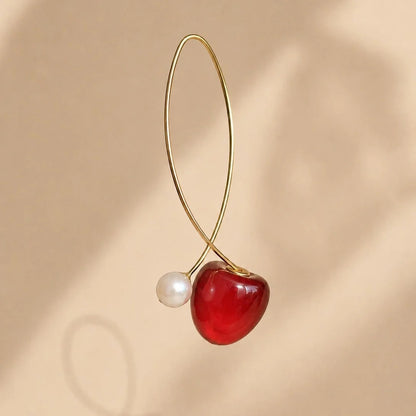 Ruby Cherry Charm Earrings