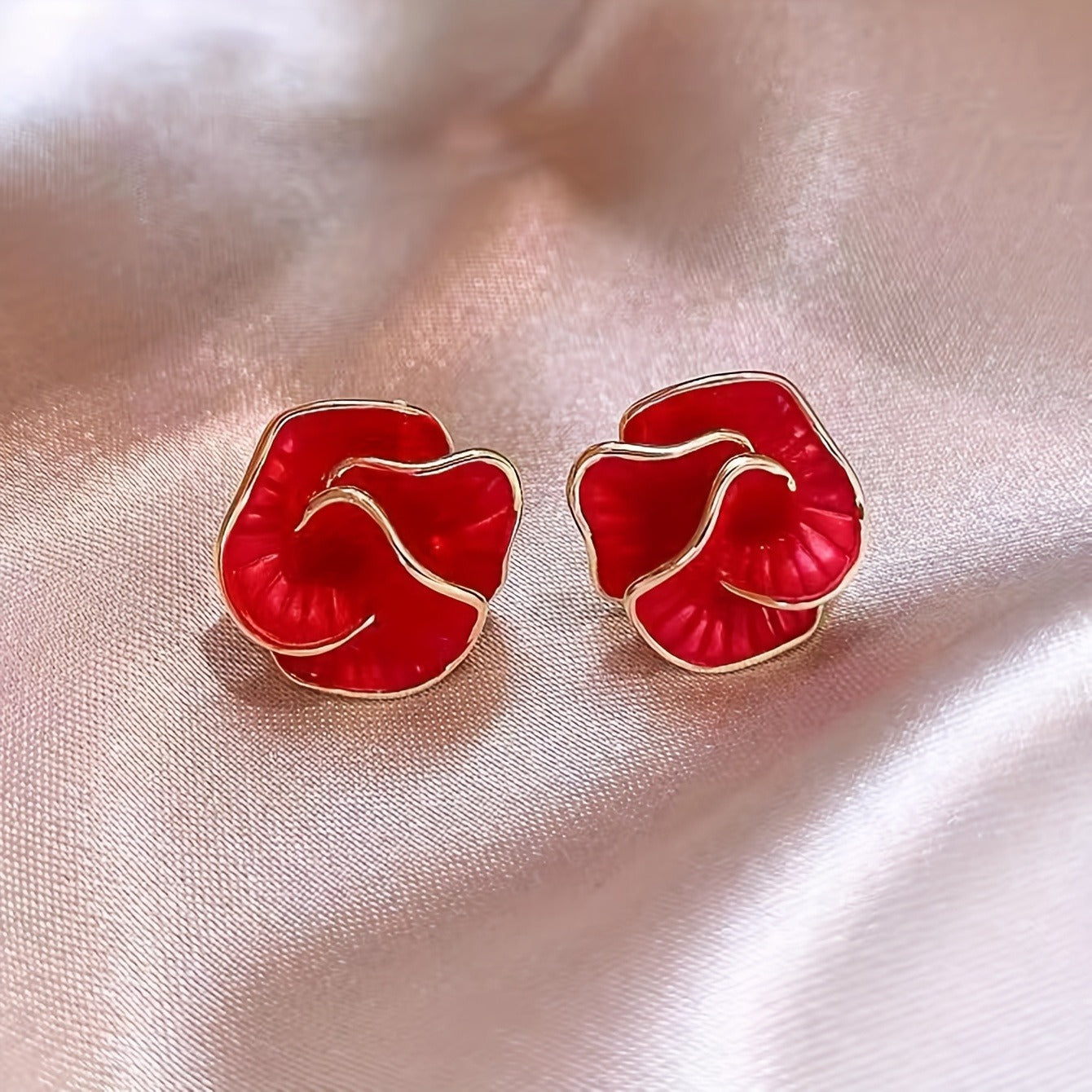 Ruby Bloom Floral Stud Earrings