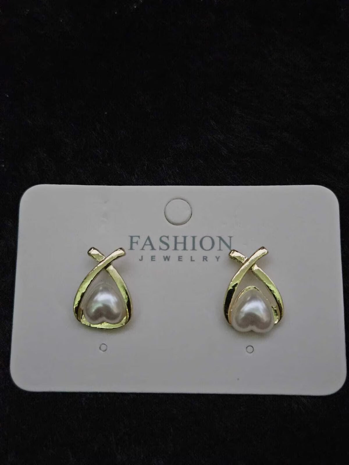 Golden Cross-Frame Pearl Earrings