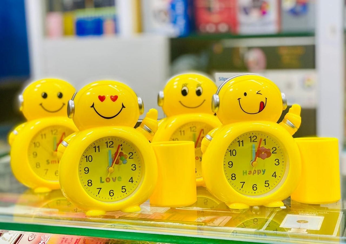 Cute Emoji Desk Alarm Clock with Pen Holder ⏰😊🖊️