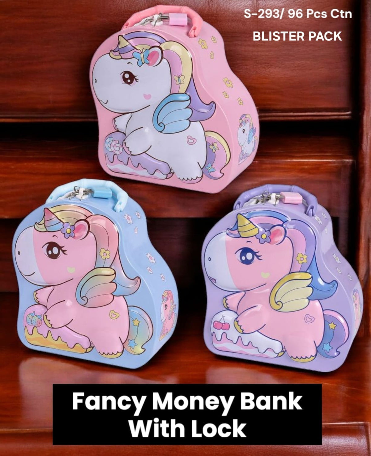 Cute Unicorn Lockable Tin Money Bank 🦄💰