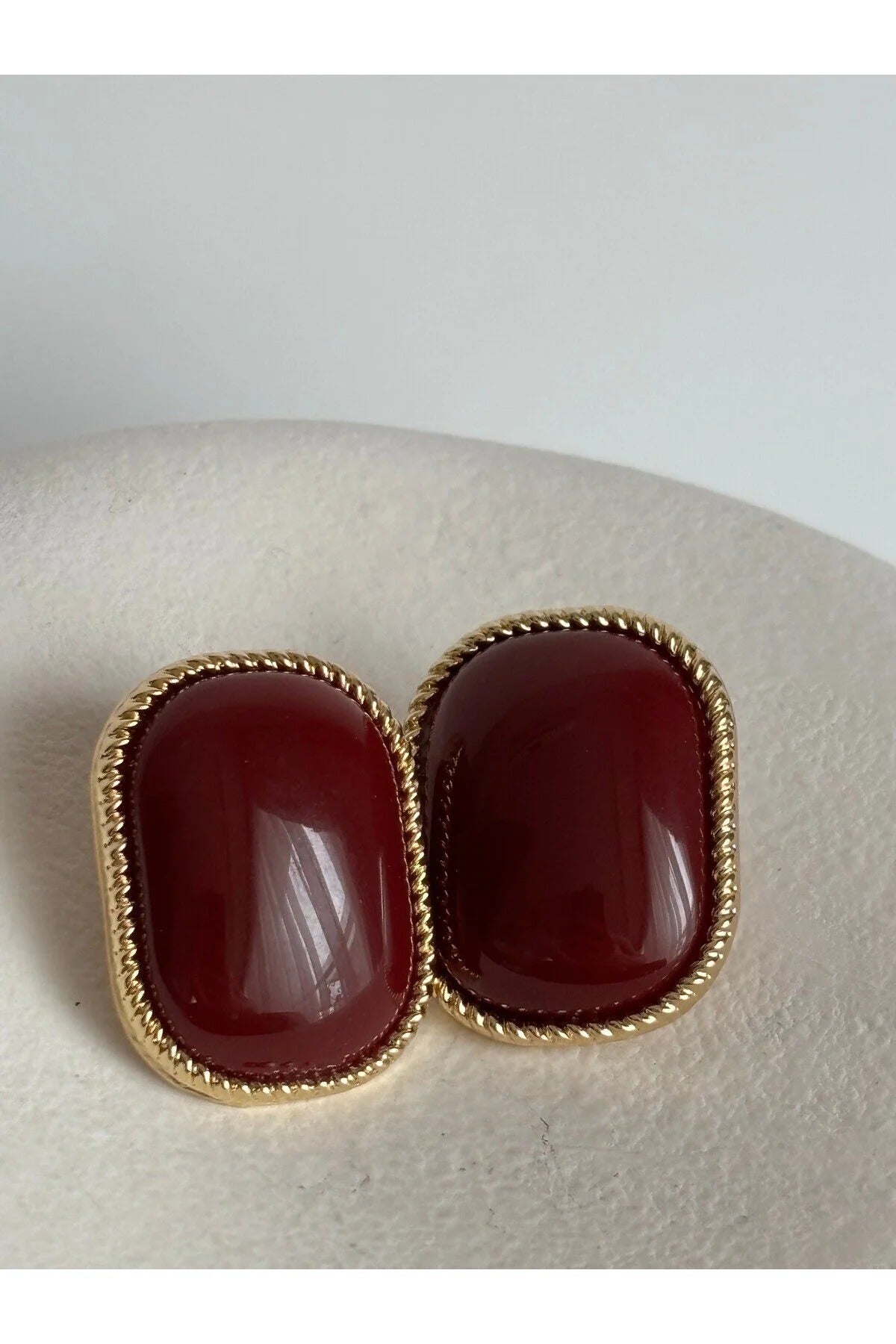Wine Red Stud Earrings