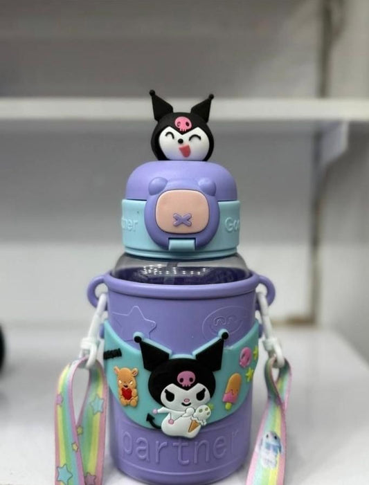 Kuromi Water Bottle with Silicone Case with Straw