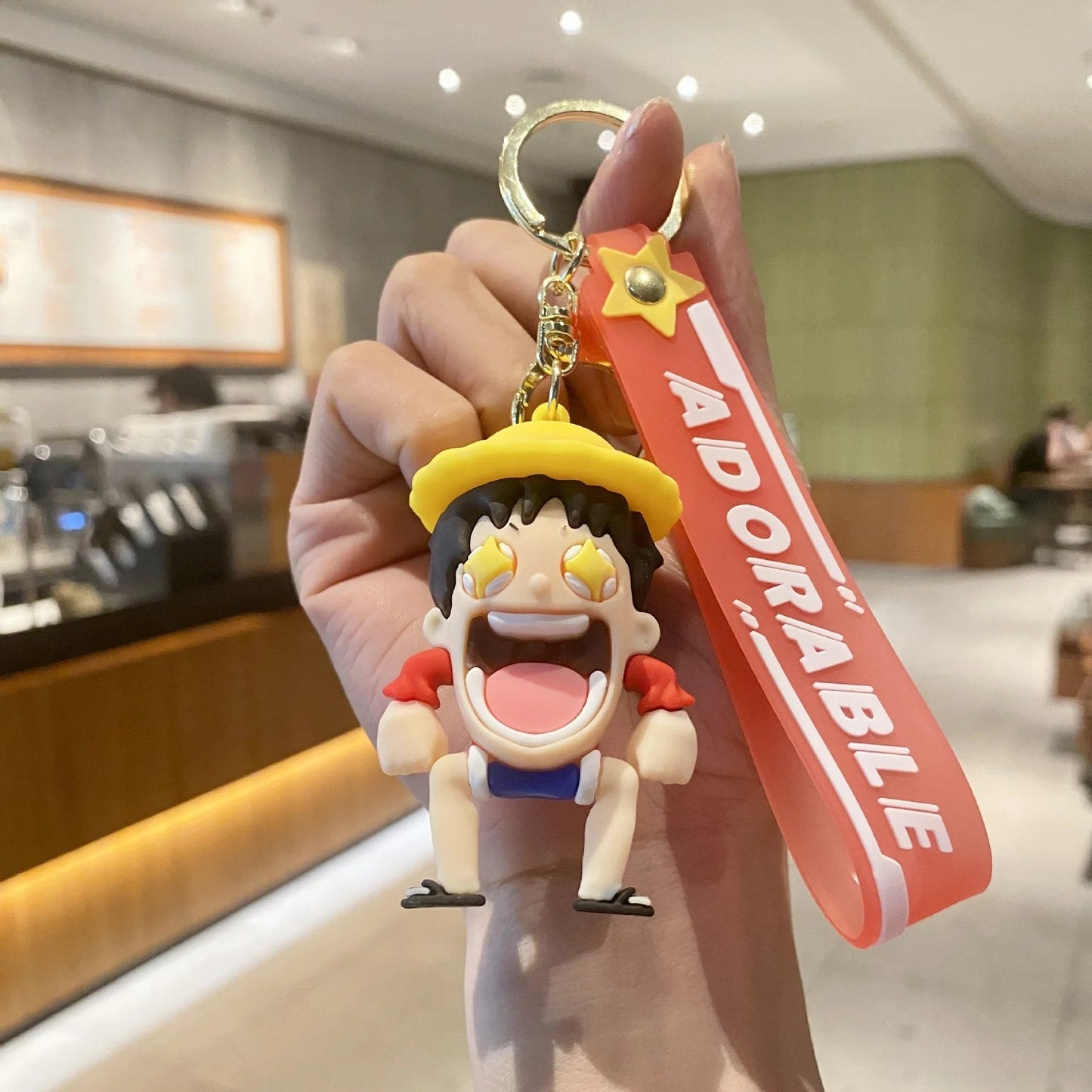 Luffy Excited OP Rubber Keychain