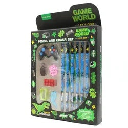 Game World Pencil & Eraser Set