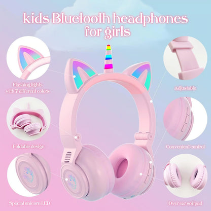 Cat Ear LED Light Foldable Headphones