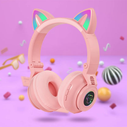 Cat Ear LED Light Foldable Headphones