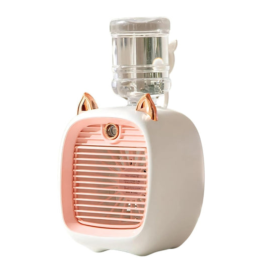 Mini Desktop Fan with Humidifier 3 Speeds, LED Light  USB Rechargeable