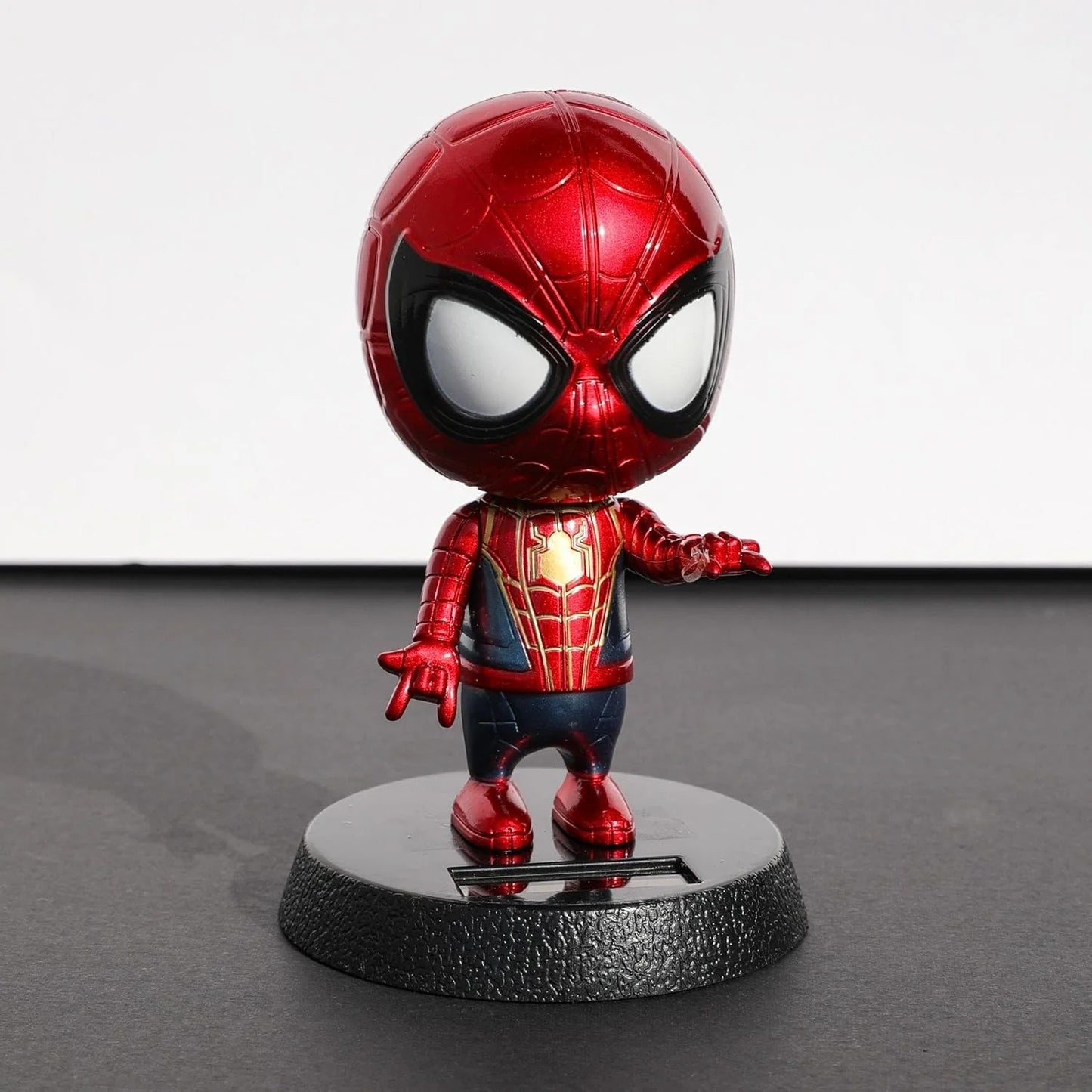 Red Web-Suit Superhero Solar Figure