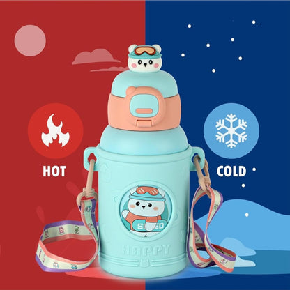 Hot & Cold Stainless Steel Sipper Bottle with Straw