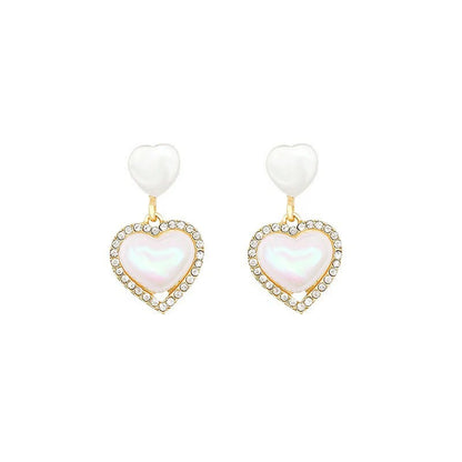 Sweet Heart-Shaped Diamond-Studded Design Earrings