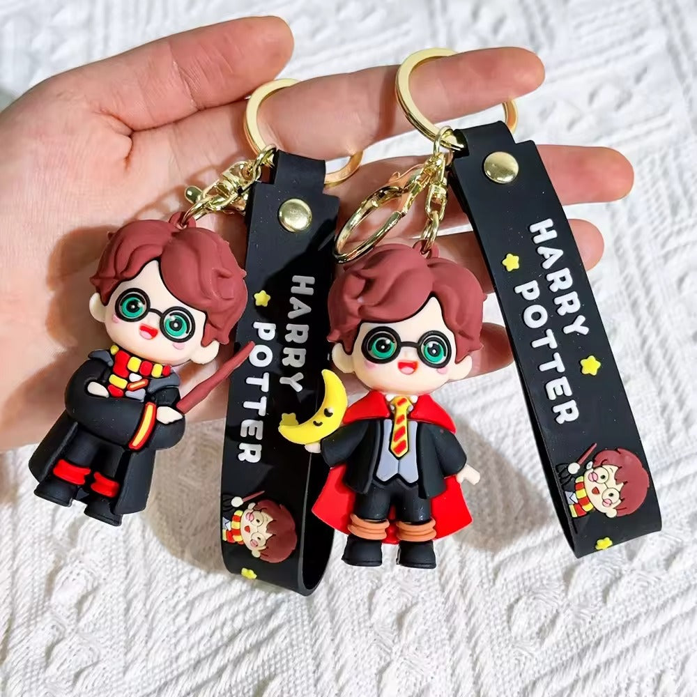 New Harry Potter Broom/Blk Coat Rubber Keychain