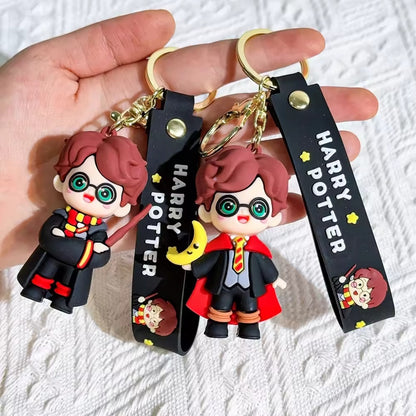 New Harry Potter Broom/Blk Coat Rubber Keychain