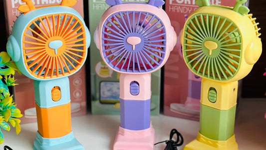 Colorful Mini Hand Fan With Stand