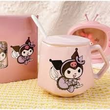Kuromi Ceramic Coffee Mug With Spoon