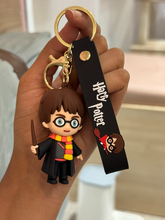 New Harry Potter Broom/Blk Coat Rubber Keychain