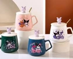 Kuromi Ceramic Coffee Mug With Spoon