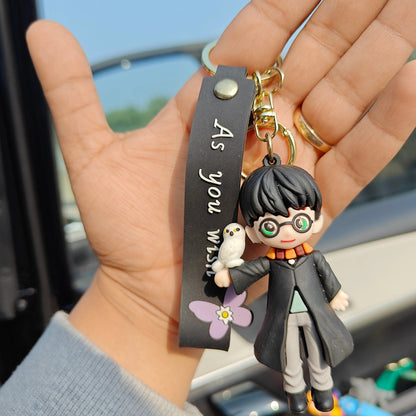 New Harry Potter Broom/Blk Coat Rubber Keychain