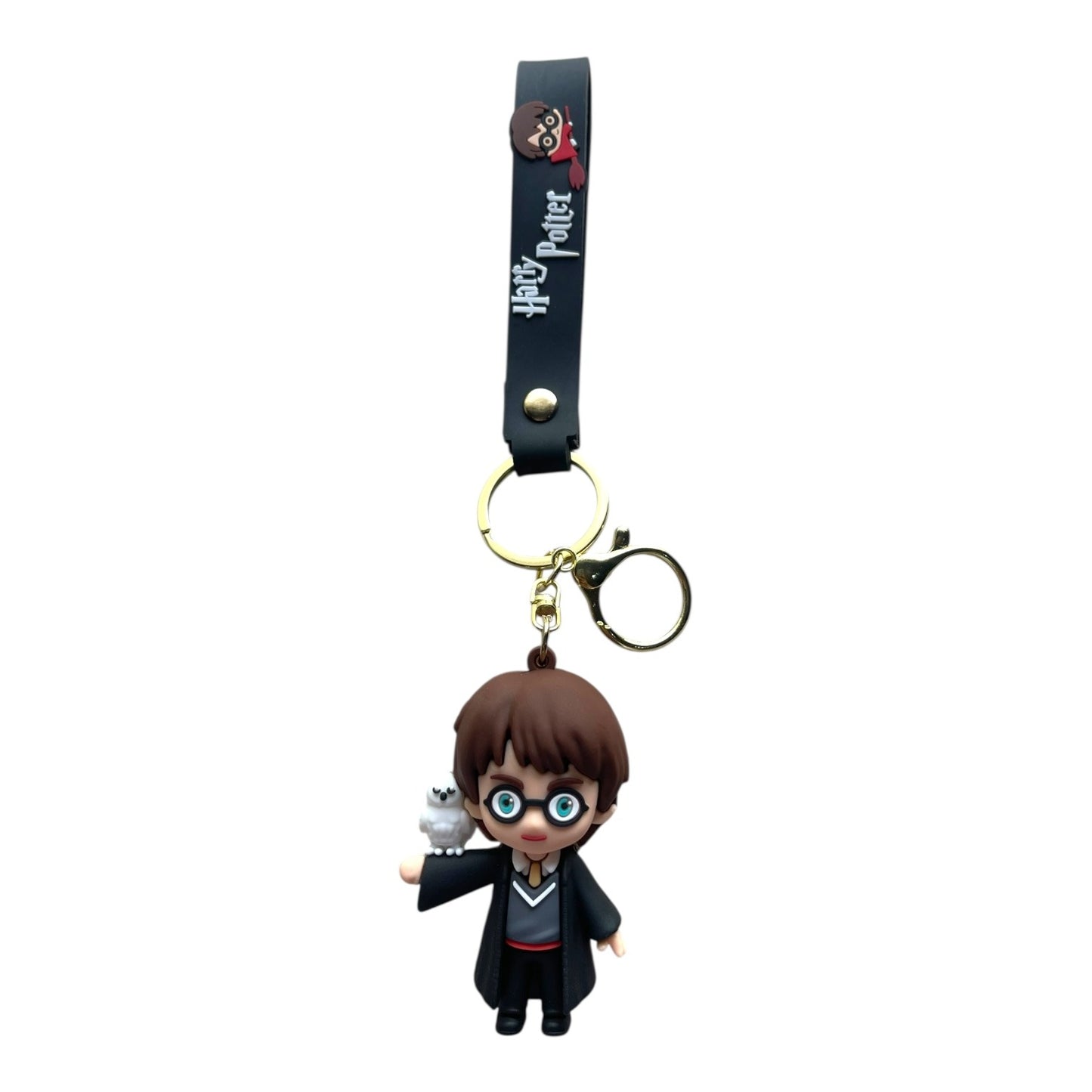 New Harry Potter Broom/Blk Coat Rubber Keychain