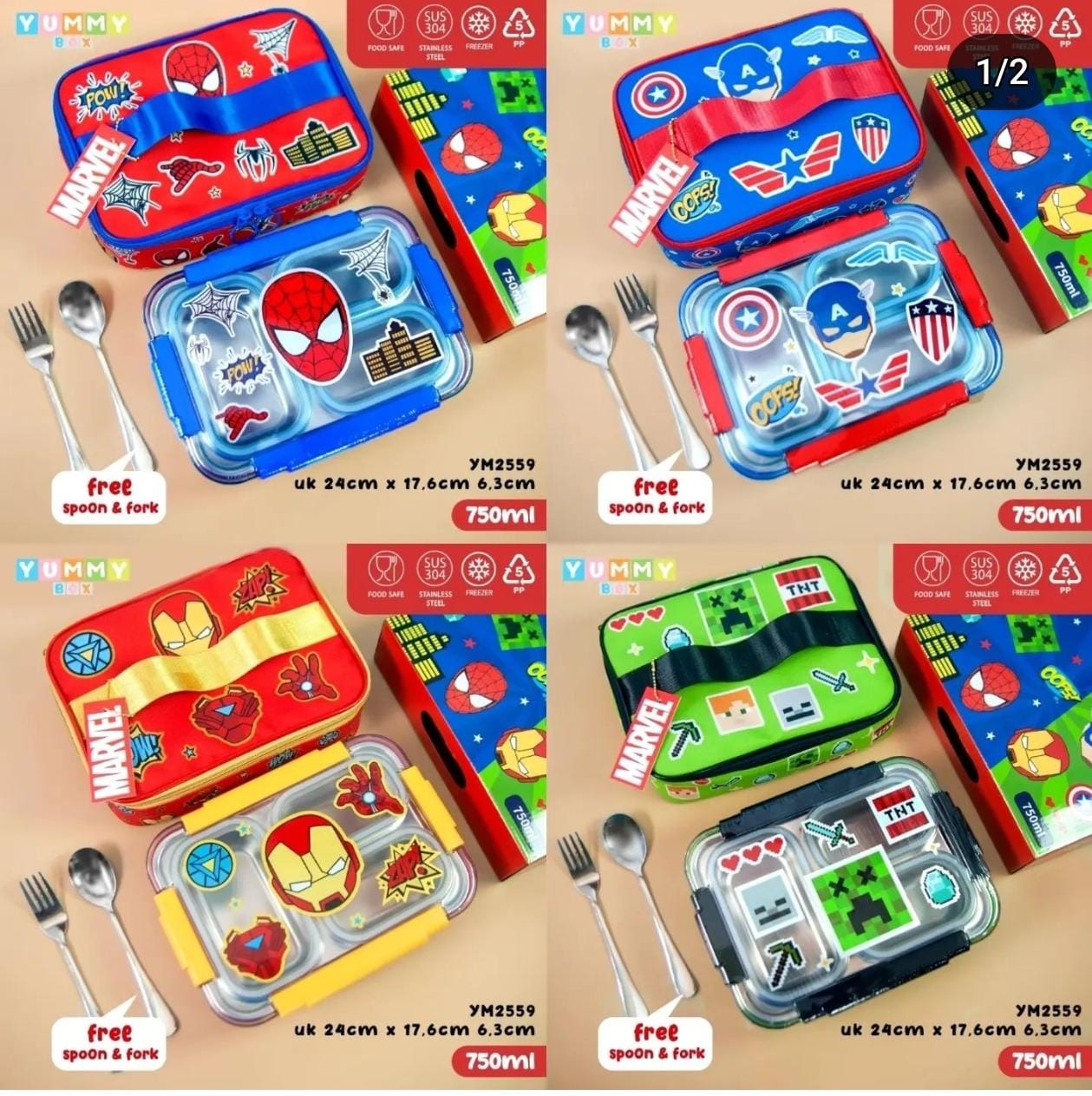 Marvel/Minecraft Stainless Steel Insulated Kids