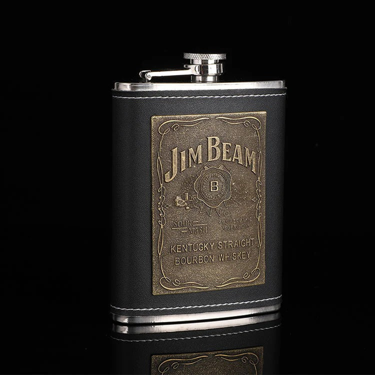 Jim Bean Leather Hip Flask