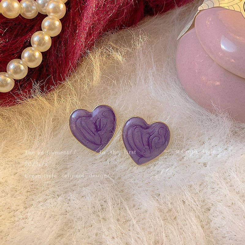 Fairy taro purple heart earrings