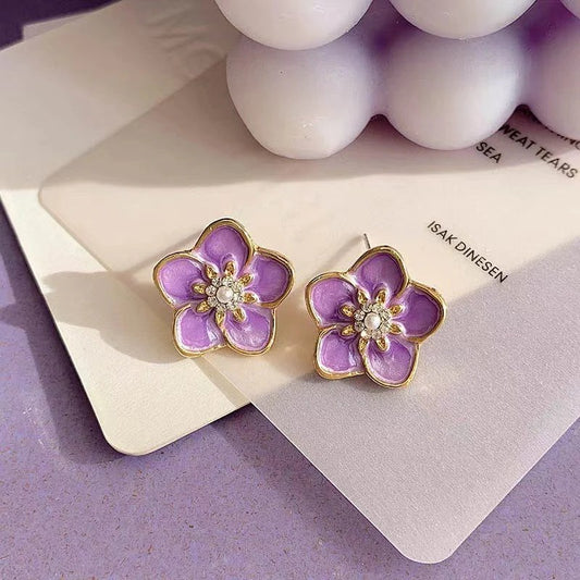 Lavender purple flower earrings