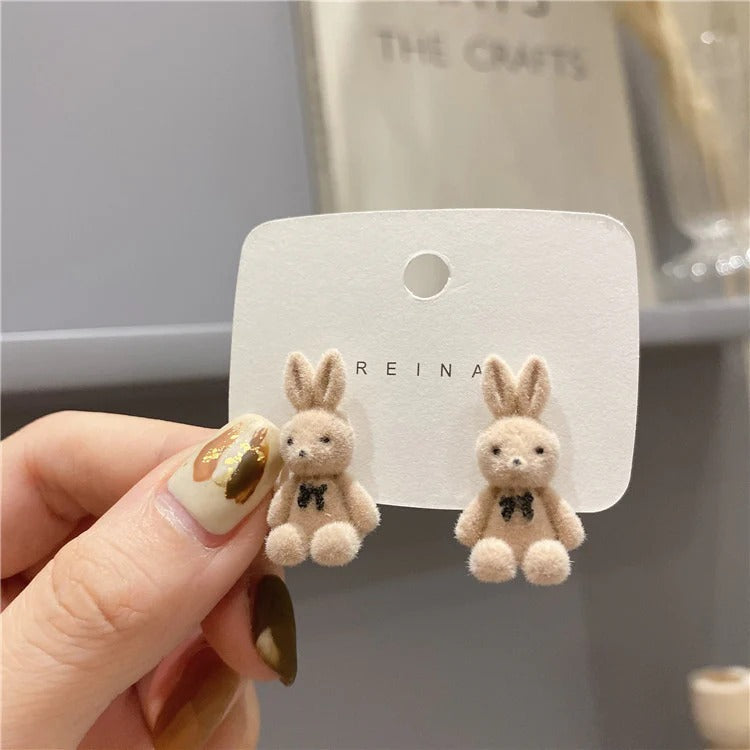 Plush bunny earrings