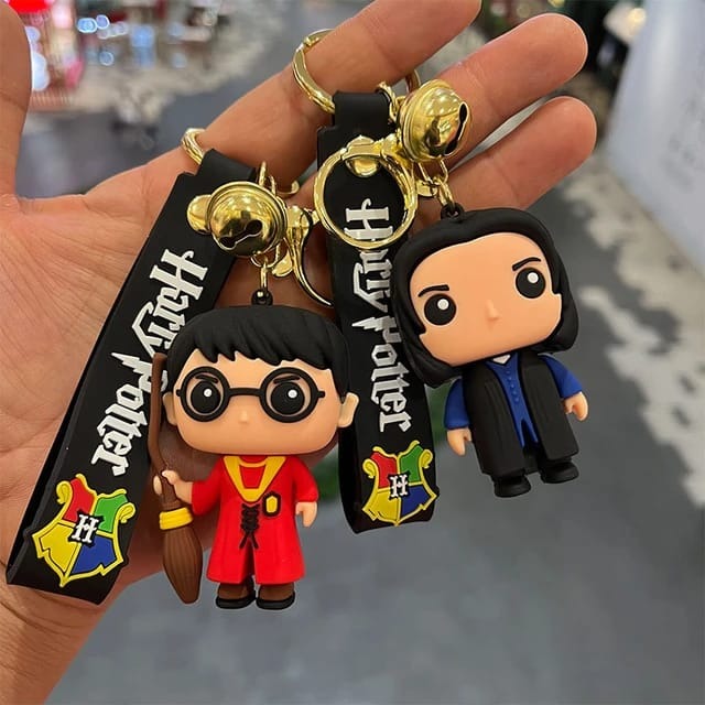New Harry Potter Broom/Blk Coat Rubber Keychain