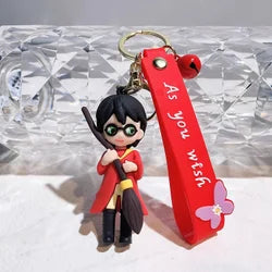 New Harry Potter Broom/Blk Coat Rubber Keychain