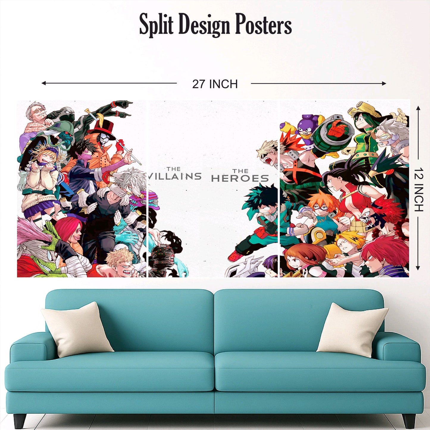 My Hero Academia Split Design Paper poster pack of 3 ( Net pric