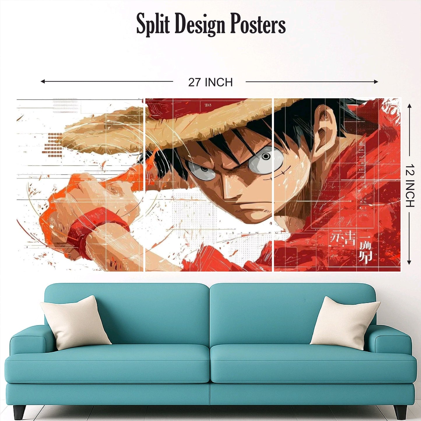 Angry Luffy Split Design Paper Poster